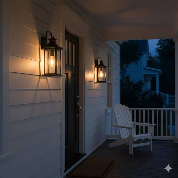 C Cattleya 8 in. Matte Black Motion Sensing Dusk to Dawn Outdoor
