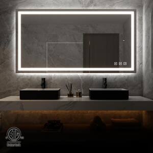 60 in. W x 36 in. H Rectangular Frameless LED Light Anti-Fog Wall Bathroom Vanity Mirror Front Light Super Bright