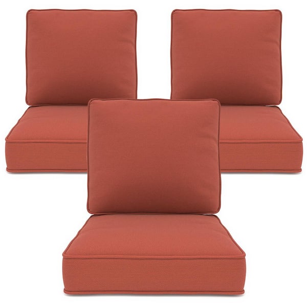 23 in. x 24 in. x 4 in. 6 Piece High-Density Foam Deep Seat Patio Cushions, Fade Resistant Outdoor Cushions in Red