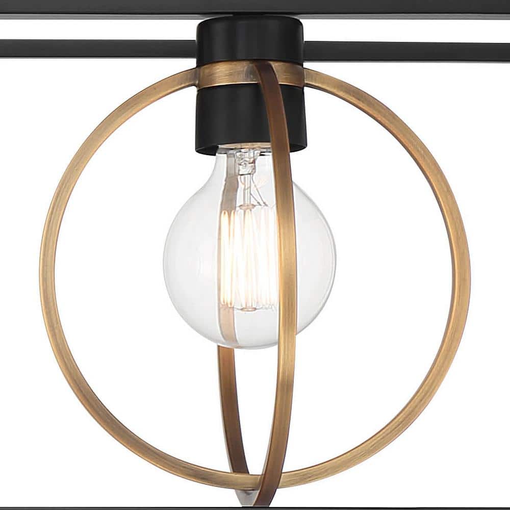 Kew Gardens Modern Industrial Matte Black 3-Light Island