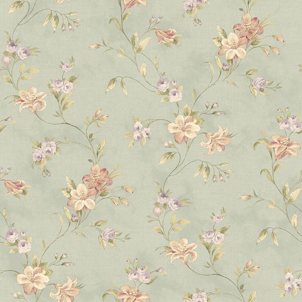 Chesapeake Lorraine Lily Blue Floral Paper Strippable Roll Wallpaper (Covers 56.4 sq. ft.)