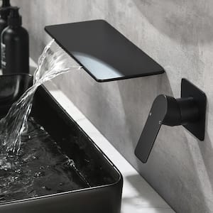Miko Single-Handle Wall Mounted Waterfall Bathroom Faucet in Matte Black