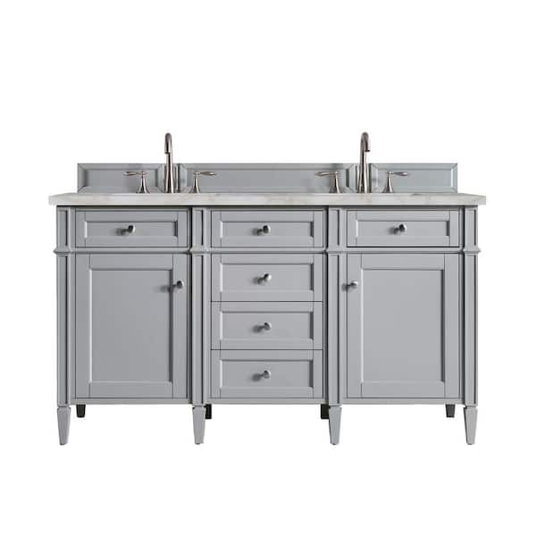 James Martin Vanities Brittany 60.0 in. W x 23.5 in. D x 34.0 in. H Bathroom Vanity in Urban Gray with Victorian Silver Silestone Quartz Top
