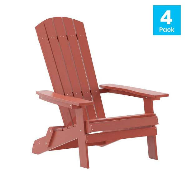 TAYLOR LOGAN Red Resin Outdoor Lounge Chair in Red Set of 4 AD