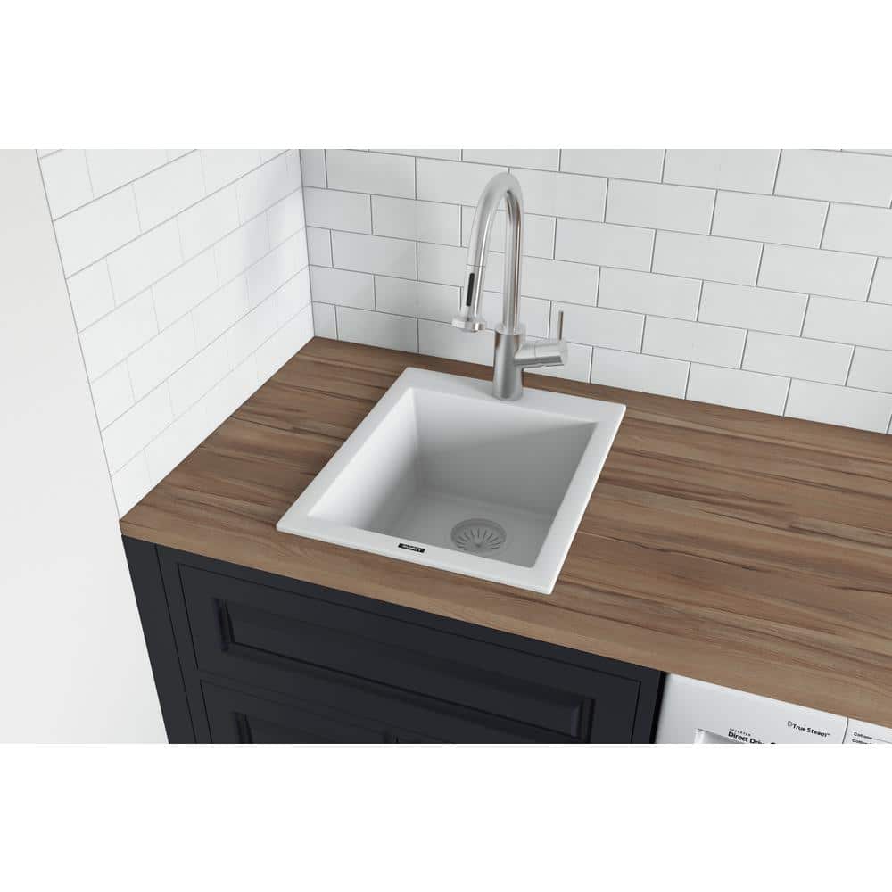 Arctic White Granite Composite Topmount Bar Sink