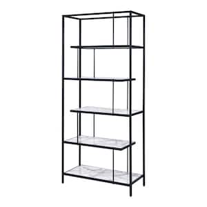 Celby 84 in. White and Black 5-Shelf Standard Bookcase