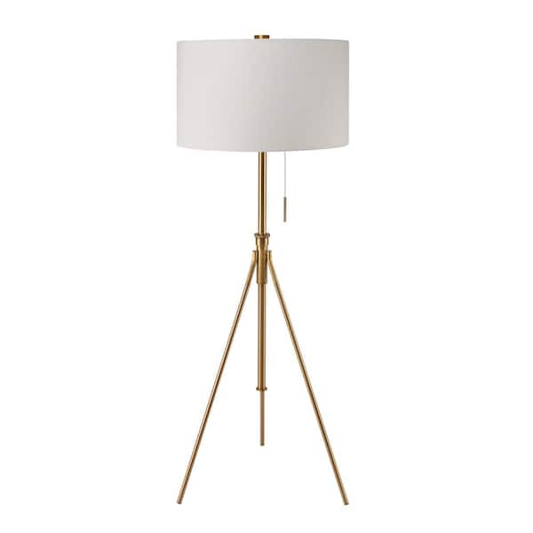 ORE International 8 in. to 72 in. H Mid-Century Adjustable Tripod Gold Floor Lamp