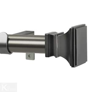 72 in. Non-Telescoping 1-1/8 in. Single Window Curtain Rod Set in Gun Metal with Versailles Finials