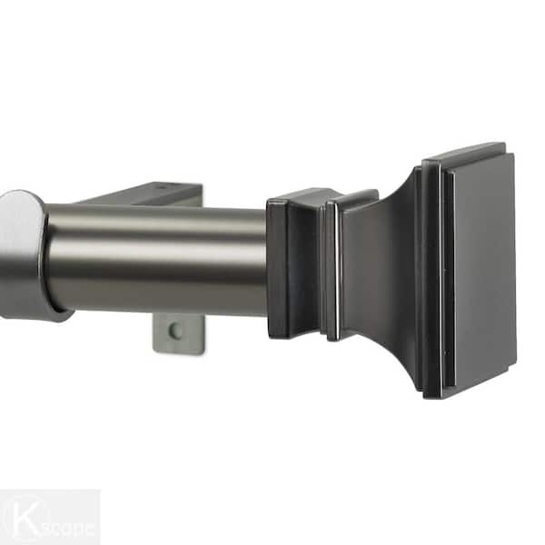 Art Decor 96 in. Non-Telescoping 1-1/8 in. Single Window Curtain Rod Set in Gun Metal with Versailles Finials