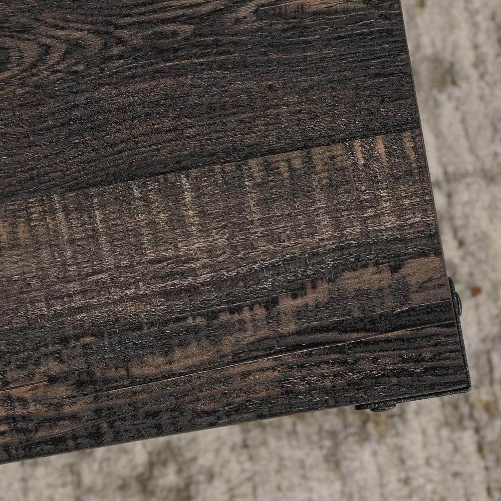 Carbon Oak Rectangular Mobile Coffee Table with Metal Frame
