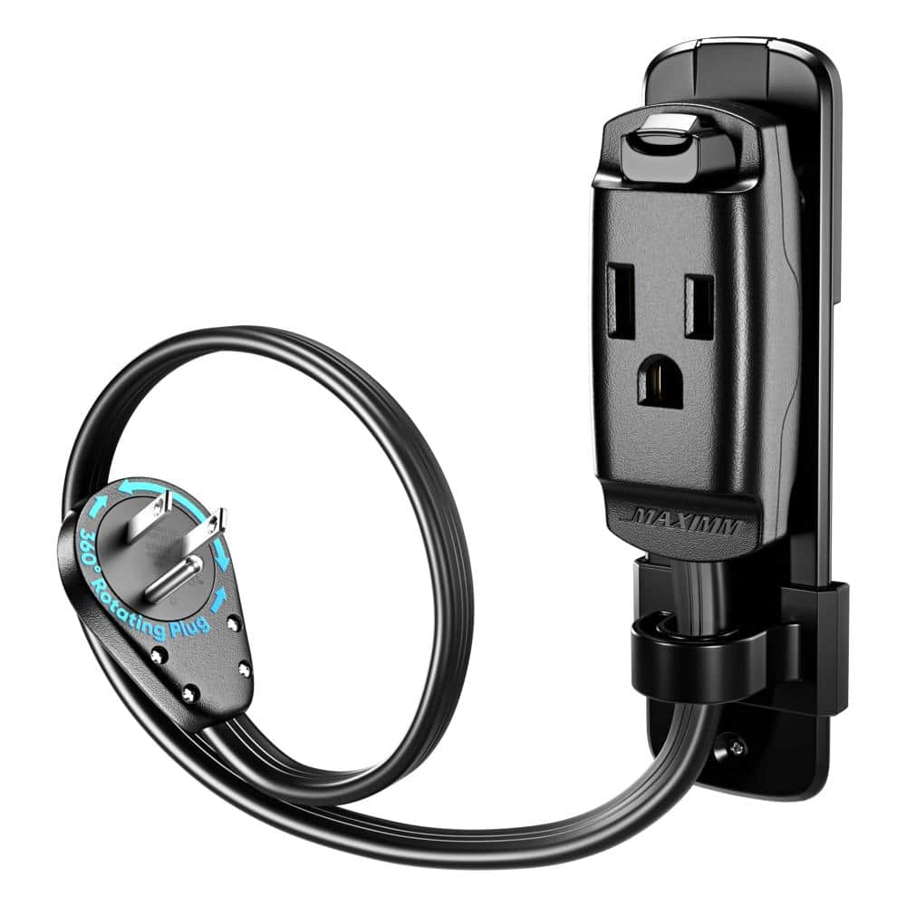 1 ft. 14/3 Medium/Heavy Duty Indoor 360 Rotating Plug Extension Cord with Wall Mount and Hanging Loop, 15 Amps, Black price history on PriceWatchPro