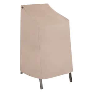 Chalet Water Resistant Outdoor High Back, Bar Stool, Stackable Patio Chair Cover, 27 in. W x 27 in. D x 49 in. H, Beige
