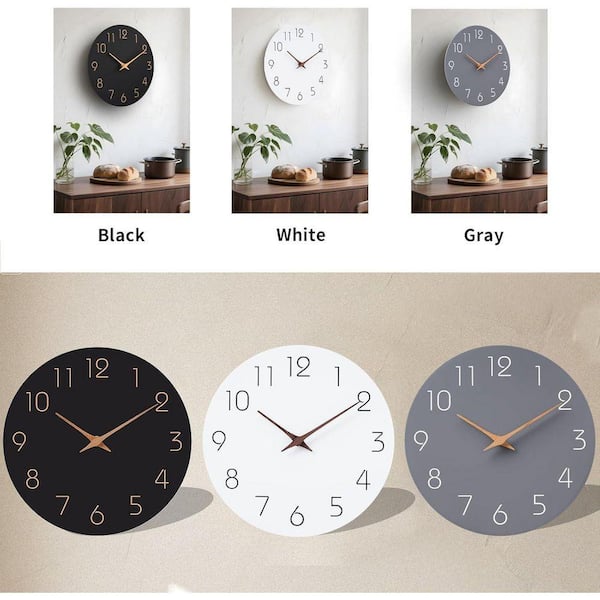Wall Clock 16 in. White Battery Operated Silent Non Ticking Simple