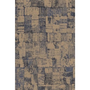 Abstract Weathering Wallpaper Smoke Blue & Gold Paper Strippable Roll (Covers 57 sq. ft.)