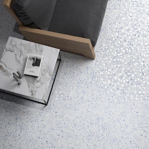 Fusion Hex Blue Terrazzo 9.13 in. x 10.51 in. Matte Porcelain Floor and Wall Tile (8.07 sq.ft. / Case)