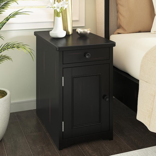 CIPACHO With 1-Drawer and Cabinet Espressol Nightstand (H 22 in. x W 13.7 in. x D 16.9 in.)
