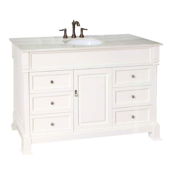Bellaterra Home Ashington CR 60 in. W x 22 in. D Vanity in Cream White with Marble Vanity Top in Cream