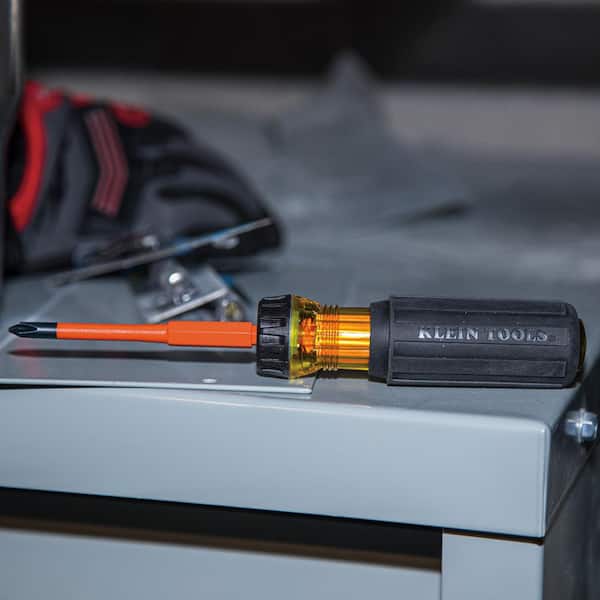 Klein Tools 2-in-1 Insulated Flip-Blade Screwdriver, #1 Square, #2