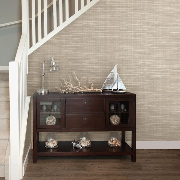 Bay Ridge Beige Faux Grasscloth Vinyl Strippable Roll (Covers 60.8 sq. ft.)