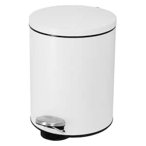 Round 5 L/1.3 Gal. Pedal Trash Bin with Soft Close Lid in Matte White