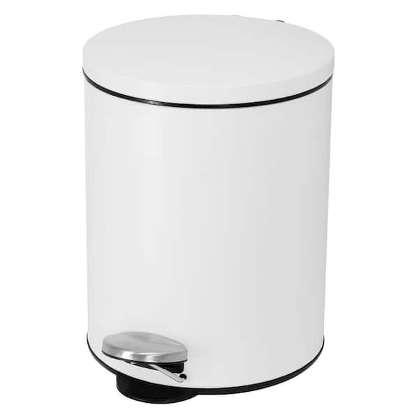 Moorefield Round 5 L/1.3 Gal. Pedal Trash Bin with Soft Close Lid in Matte White