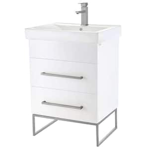 Concordia 24 in. W x 18 in. D x 33.50 in. H Bathroom Vanity in White Matte with White Ceramic Top