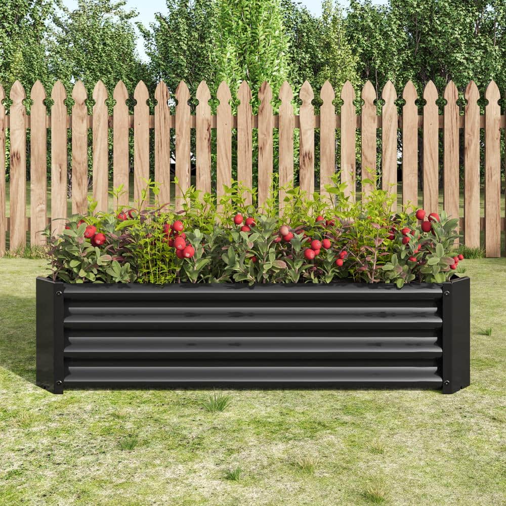 48 L x 24 W x 12 H in. Metal Rectangular Raised Planter Bed for Planting Fl
