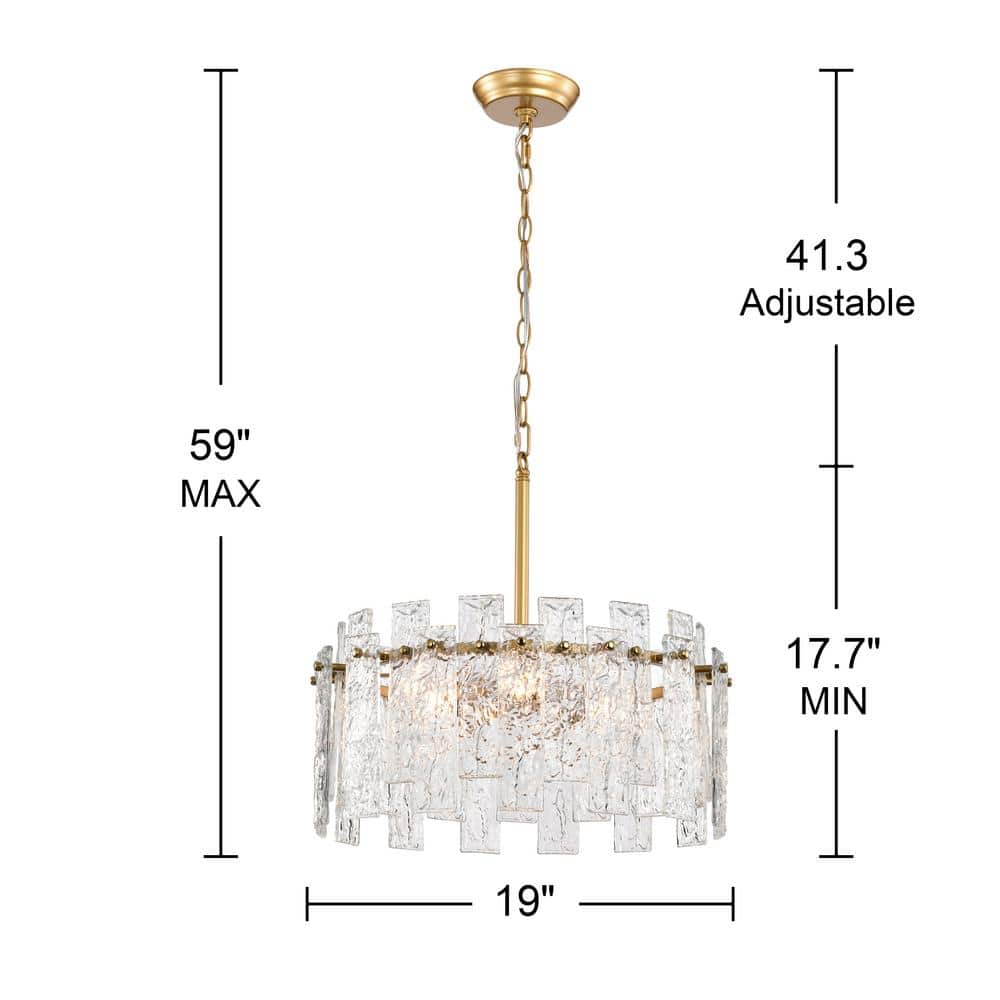 Glossy Bronze and Crystal Drum Chandelier with Adjustable Chain