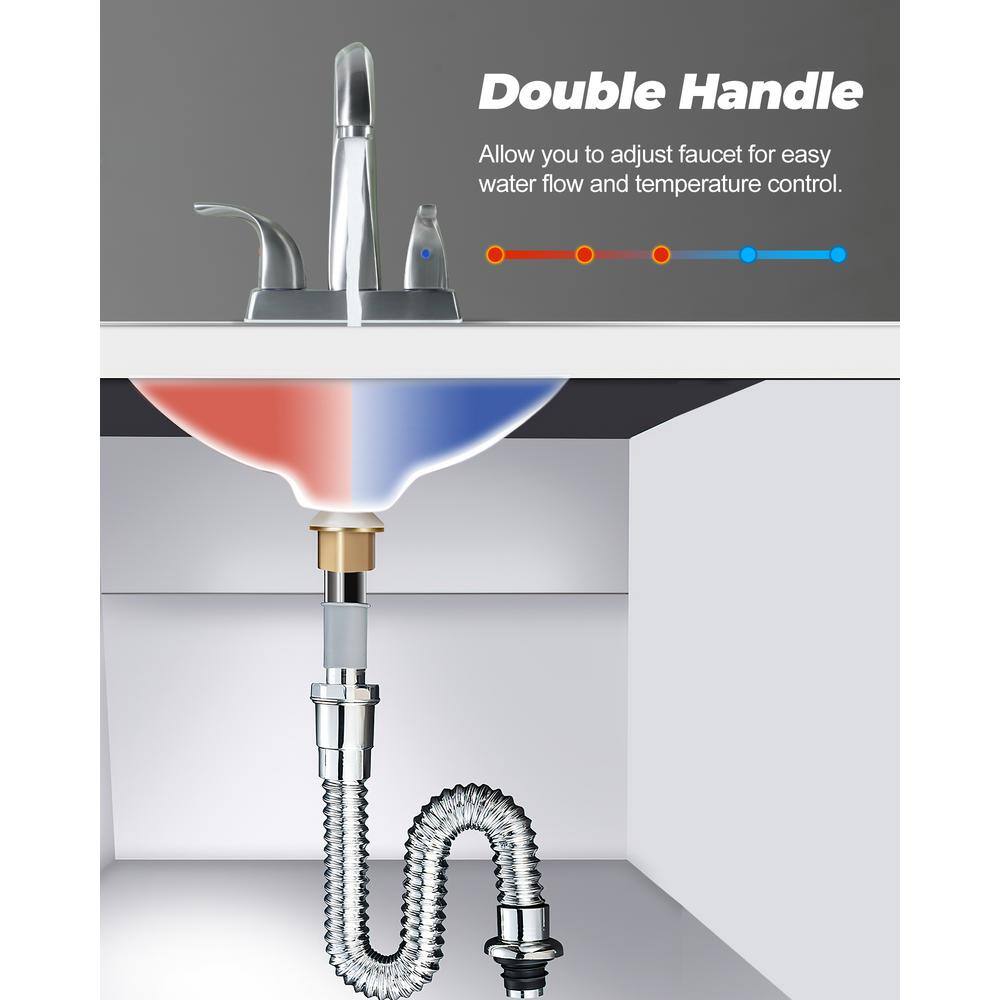 Brushed Nickel 2-Handle Centerset Bathroom Faucet with Pop-Up Drain