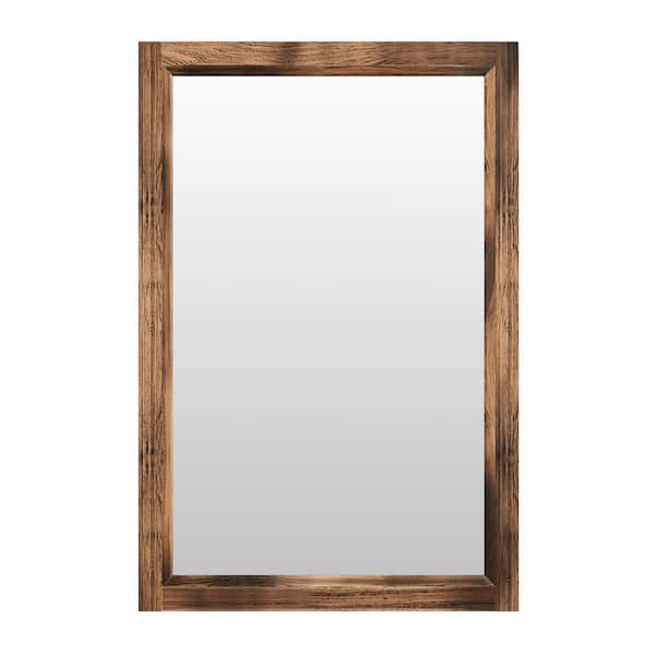 GLSLAND 24 in. W x 36 in. H Rectangular Wooden Dark Brown Framed
