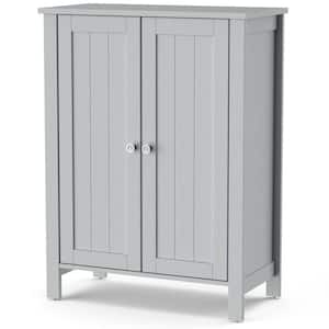 2-Door Bathroom Floor Storage Cabinet Space Saver Organizer Grey