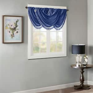 Juline 46 in. L x 38 in. W in Navy Polyester Light Filtering Valance