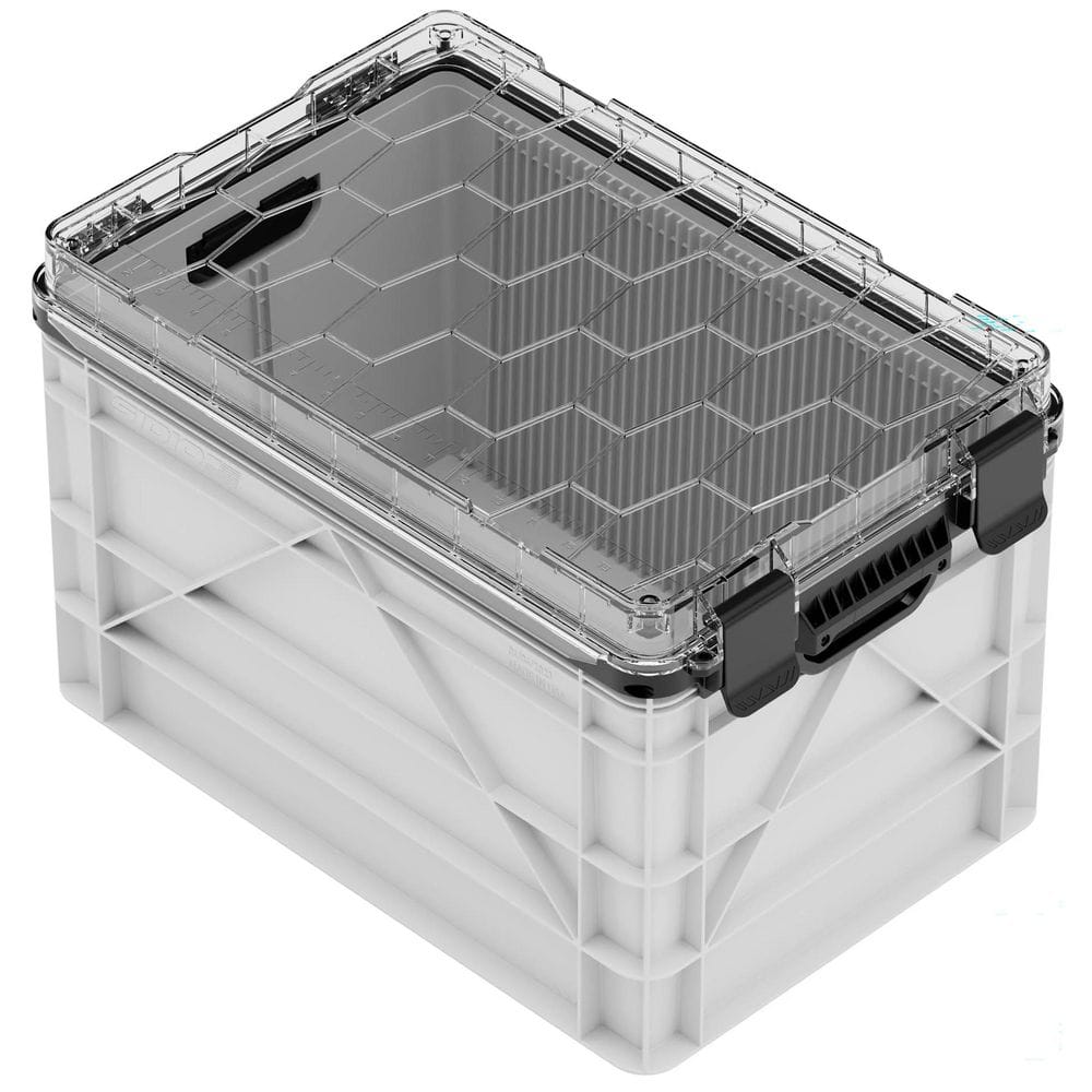 Weather Resistant Full Size Storage Bin High Stacking Capacity Heavy Duty Stackable Storage Bin w/Lid and Dividers White price history on PriceWatchPro