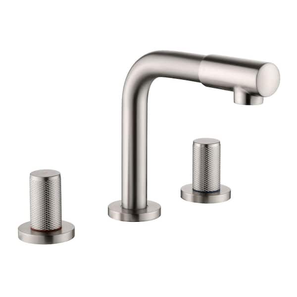 AIMADI 8 in. Widespread Double Handle Bathroom Faucet with Swivel Spout 3-Hole Brass Bathroom Basin Taps in Brushed Nickel
