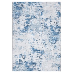 Light Blue 3 ft. x 5 ft. Modern Abstract Area Rug