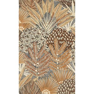Brown Tropical Dry Leaves Motifs Shelf Liner Non- Woven Non-Pasted Wallpaper (57Sq.ft) Double Roll