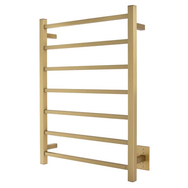 7-Bar Tahoe Towel Warmer, Hardwired, Gold Stainless Steel
