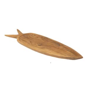 Brown Teak Wood Decorative Plate with Carrot Shape