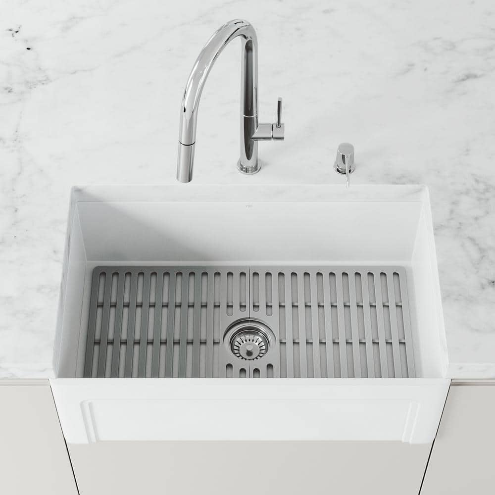 Gray Silicone Bottom Grid for Single Bowl Kitchen Sink