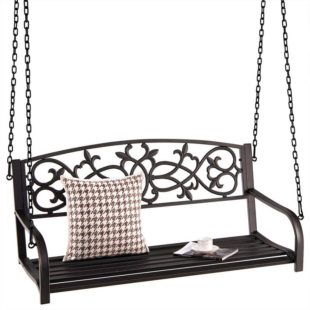 WELLFOR 2Person Metal Porch Swing in Brown NPHGY10184BN The Home Depot