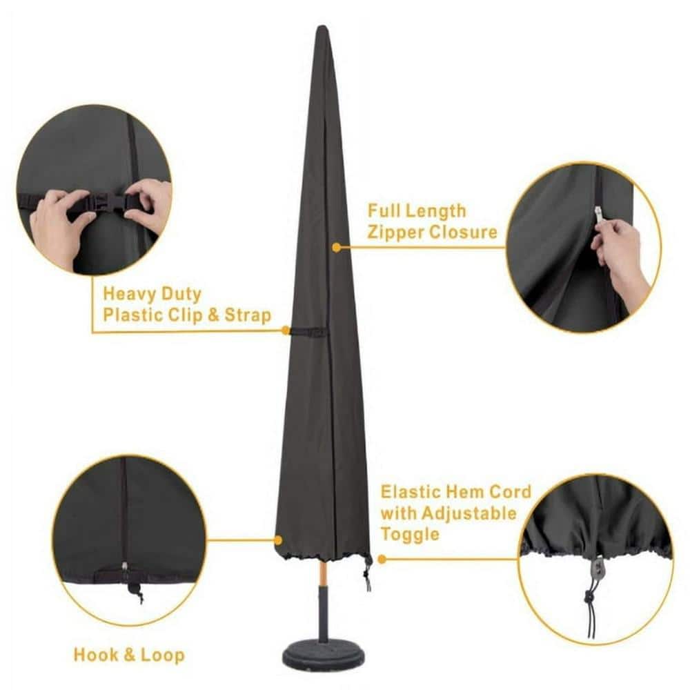 Black 600D Waterproof Outdoor Market Umbrella Cover