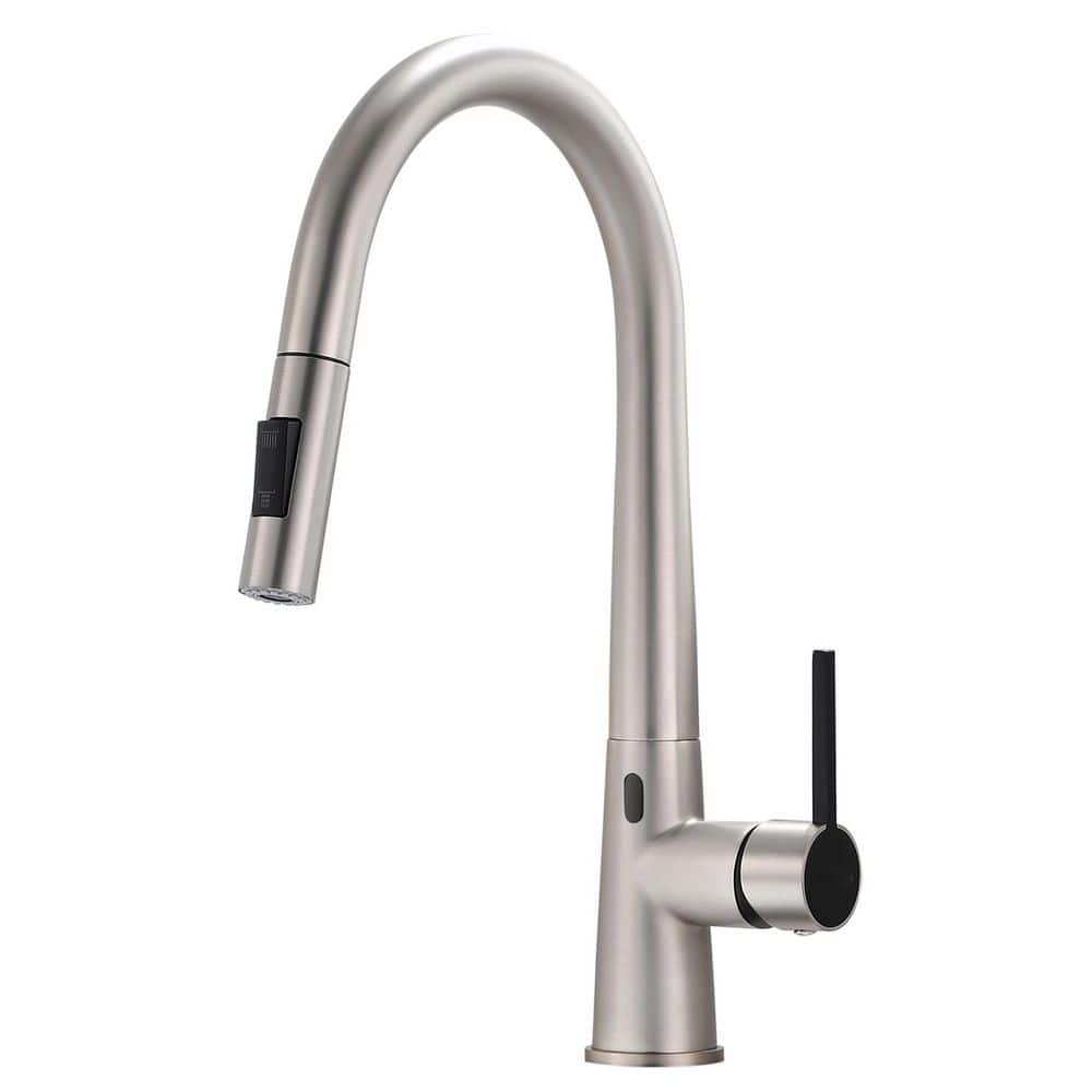 Flynama Single Handle PullDown Induction Zinc Alloy Kitchen Faucet in Brushed Nickel XY