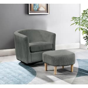 Jocelyn Grey Velvet Fabric Chair And Ottoman (2-Piece)