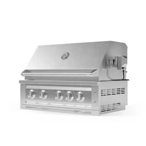 Outdoor Kitchen 5-Burner Liquid Propane Gas Grill in Stainless Steel with Ceramic Trays and Rotisserie Kit, 36 in.
