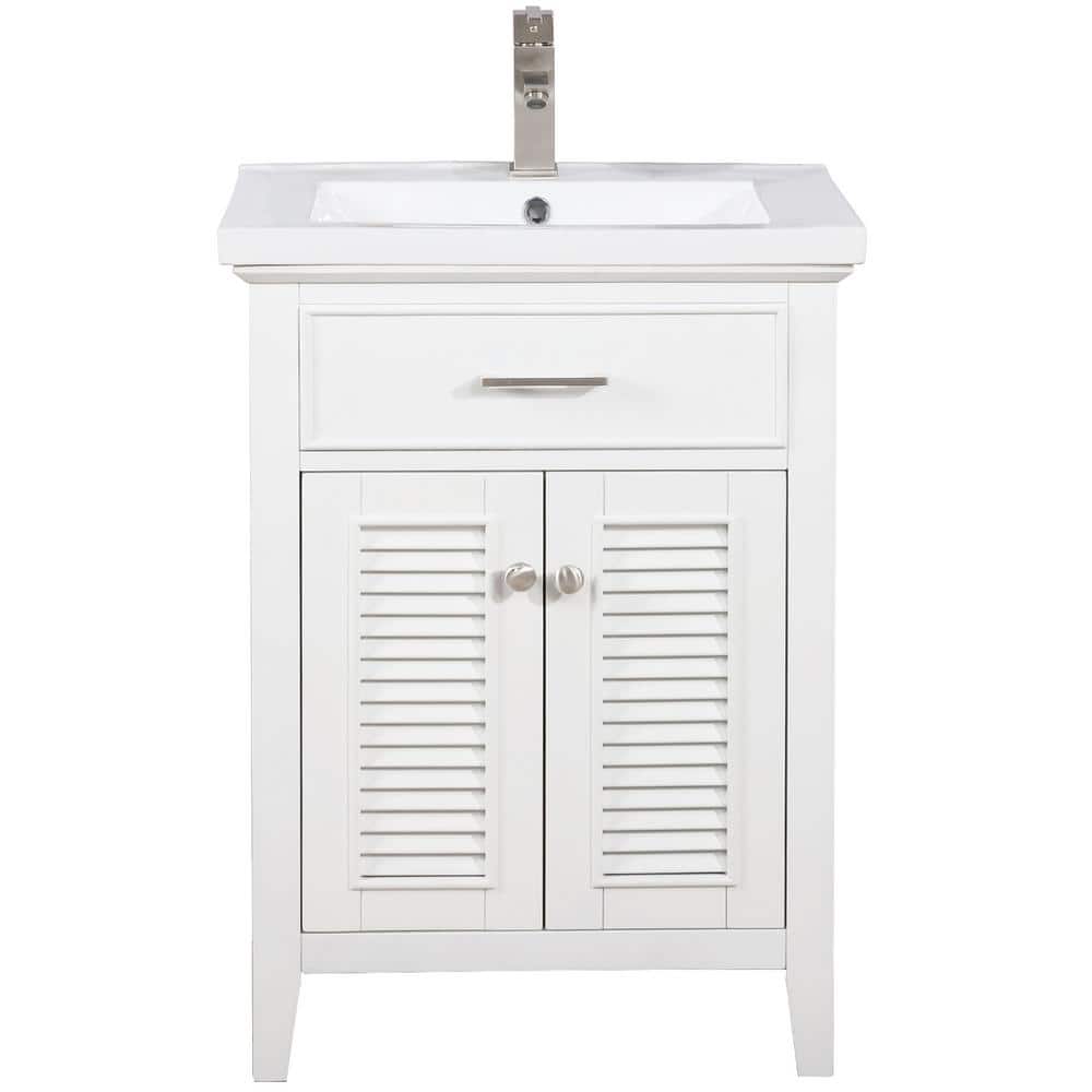Design Element Cameron 24 In W X 185 In D Bath Vanity In White With Porcelain Vanity Top In White With White Basin S09 24 Wt The Home Depot