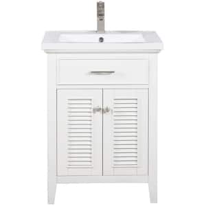 Cameron 24 in. W x 18.5 in. D Bath Vanity in White with Porcelain Vanity Top in White with White Basin