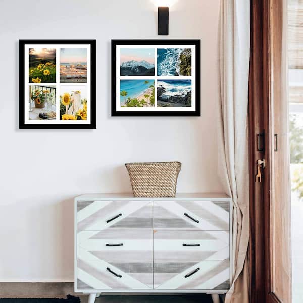 12 x 16 Collage Frame in Black Plastic Frame W/ 4 Openings  5 x 7 Photos/Single 12 x 16 Picture Wall Hanging Multi Frame