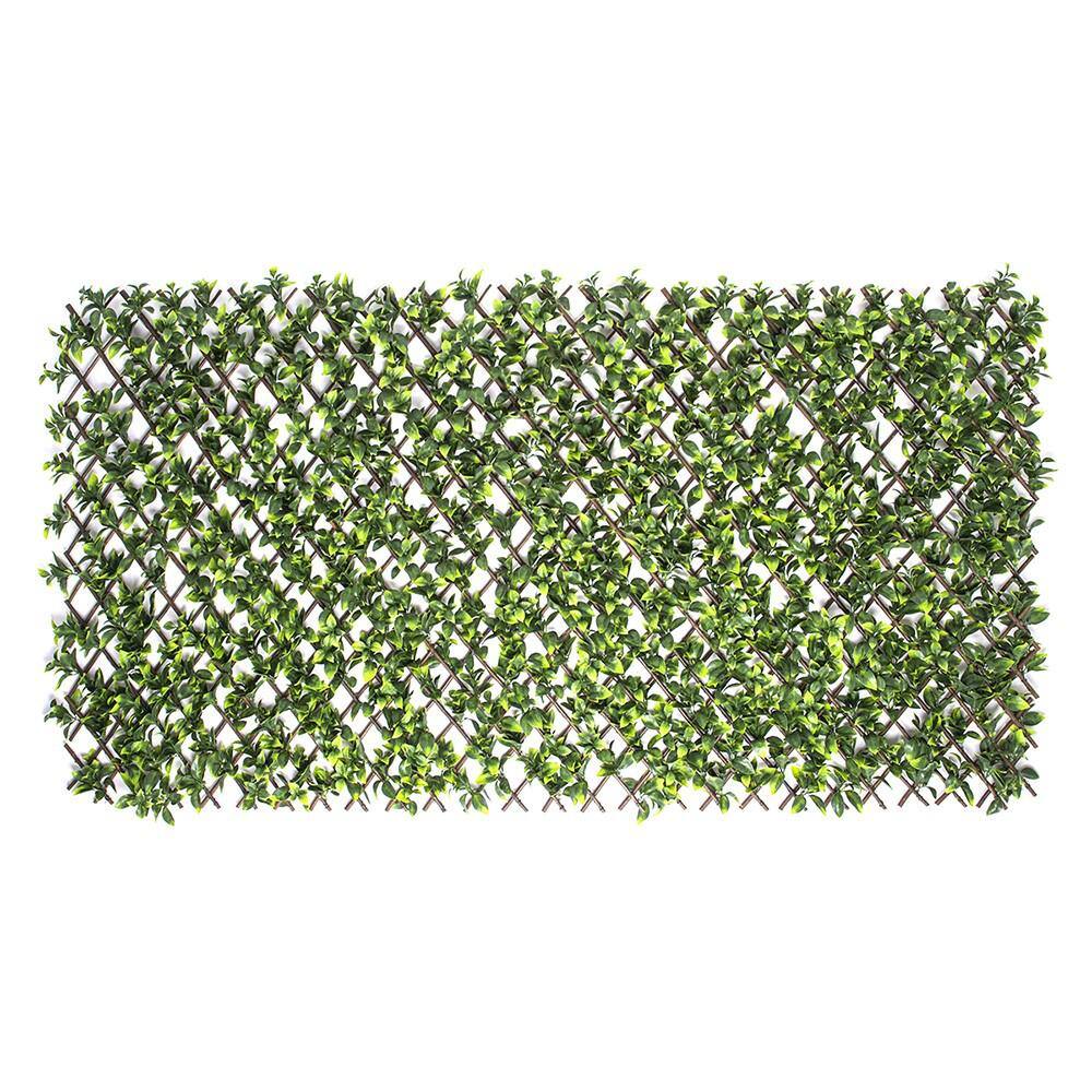 naturae decor Expandable Willow Trellis Hedges 36 in. X 72 in. Gardenia Artificial Leaf 6 Pieces