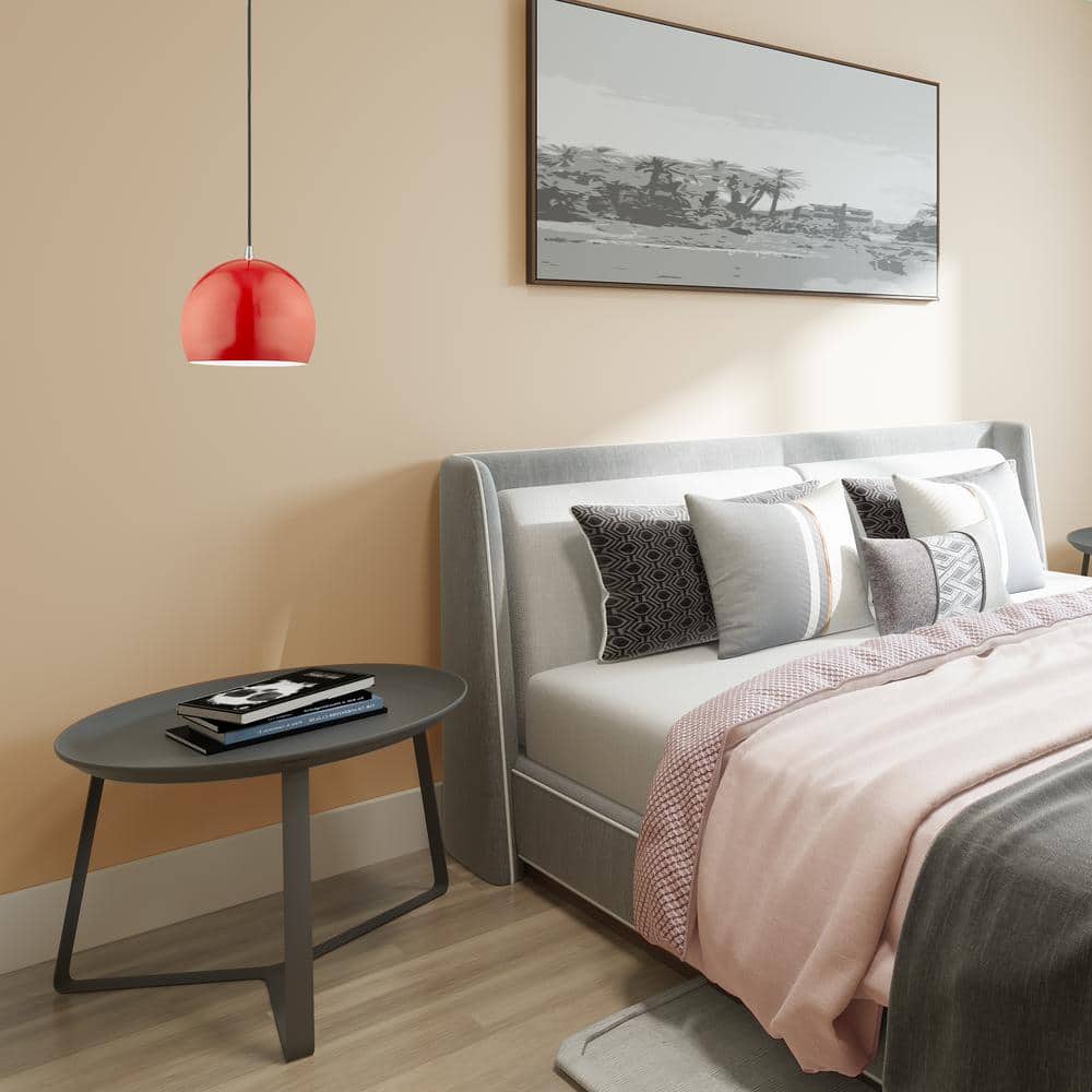 Contemporary Shiny Red Aluminum Mini Pendant with White Interior