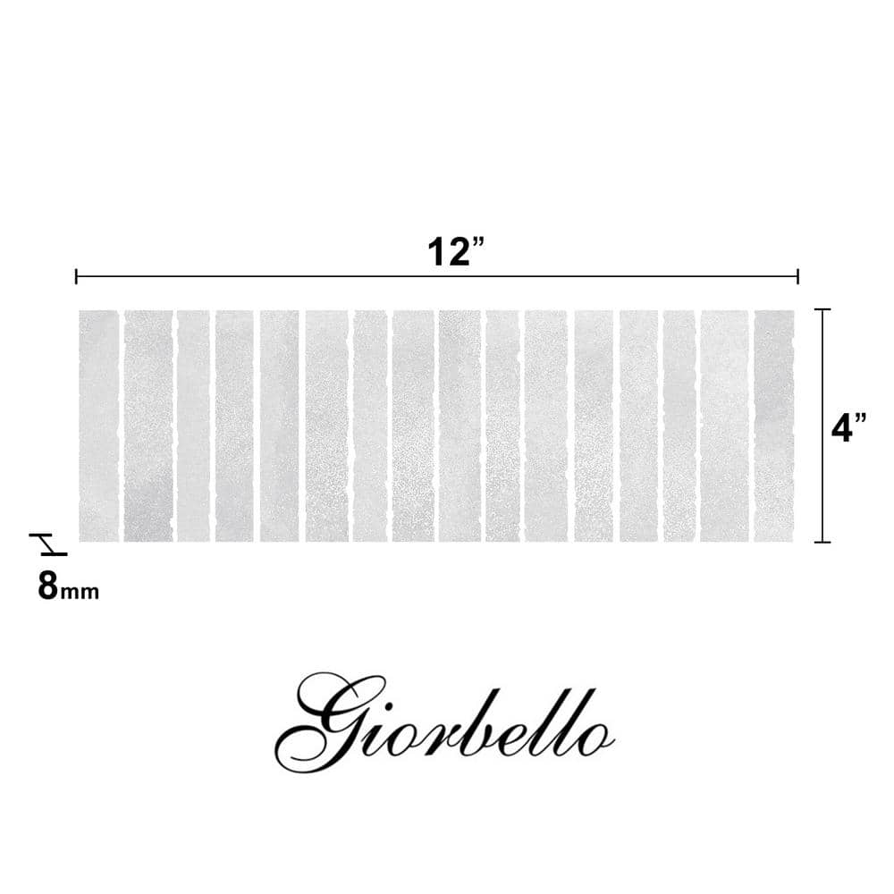 White Glossy Fluted Ceramic 4" x 12" Wall Tile